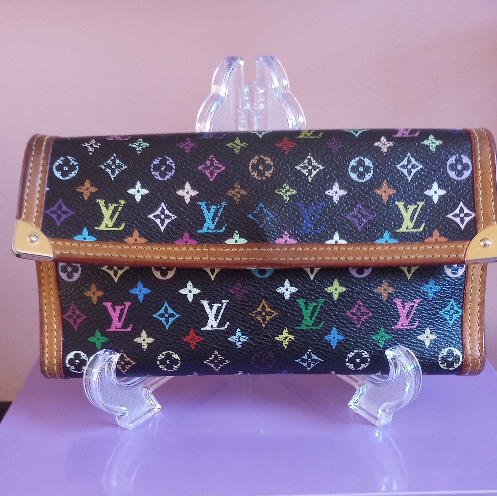 Louis Vuitton Takashi Murakami multicolor black Monogram wallet